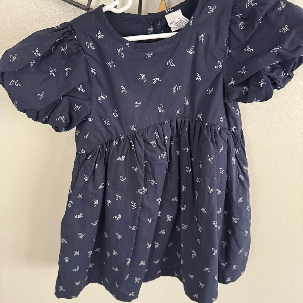 Nordstrom Navy Dress with White Leaf Motif